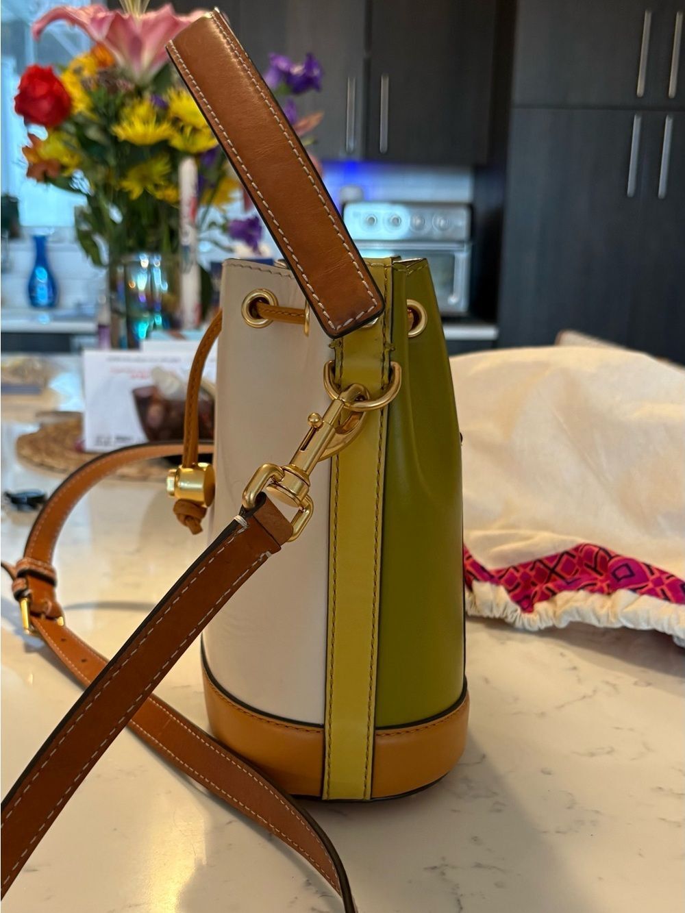 Tory Burch Color-Block Bucket Bag - Picture 6 of 7